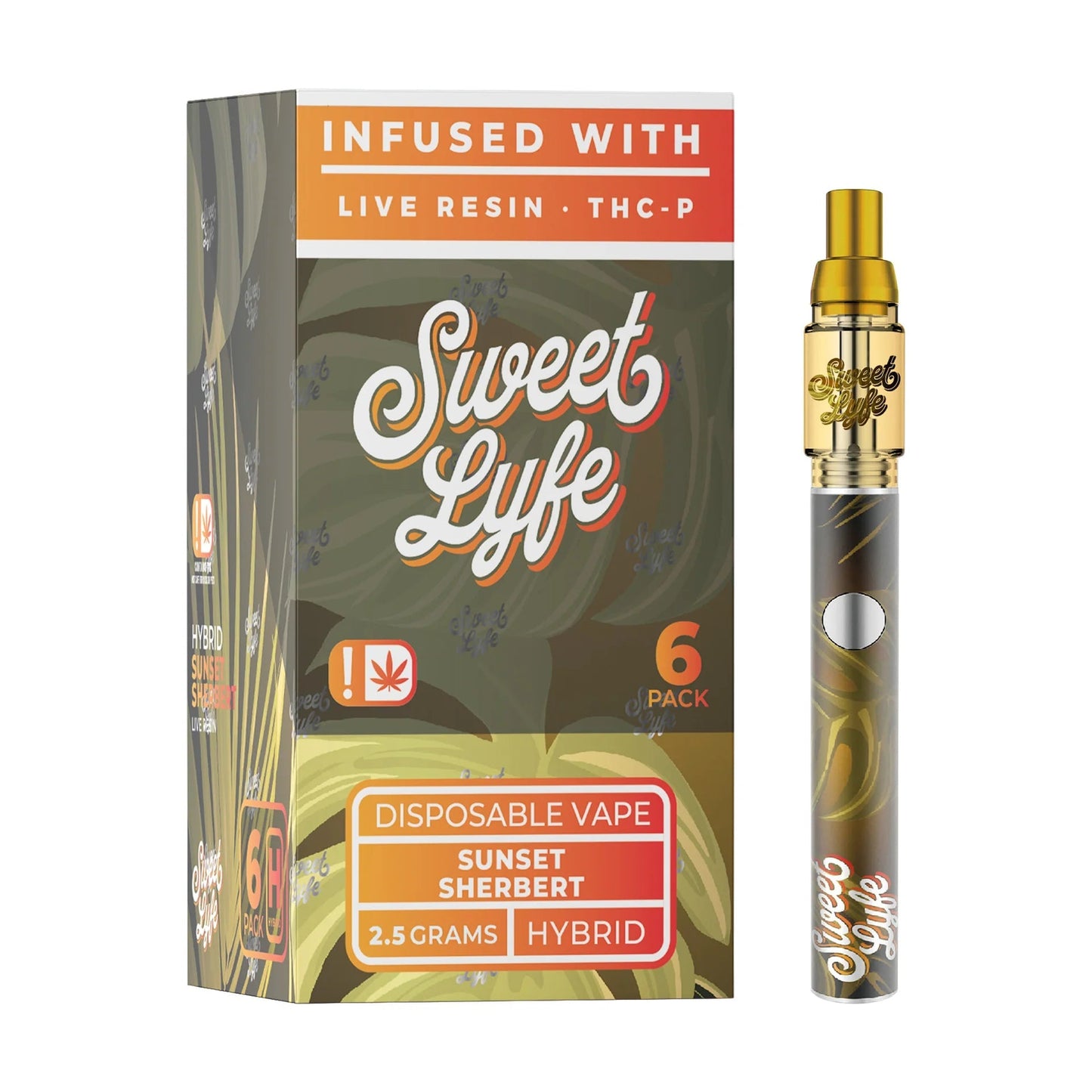 Sweet Lyfe Vape Pen 2.5ml w Live Resin Delta + THCP - Sunset Sherbert - Indica