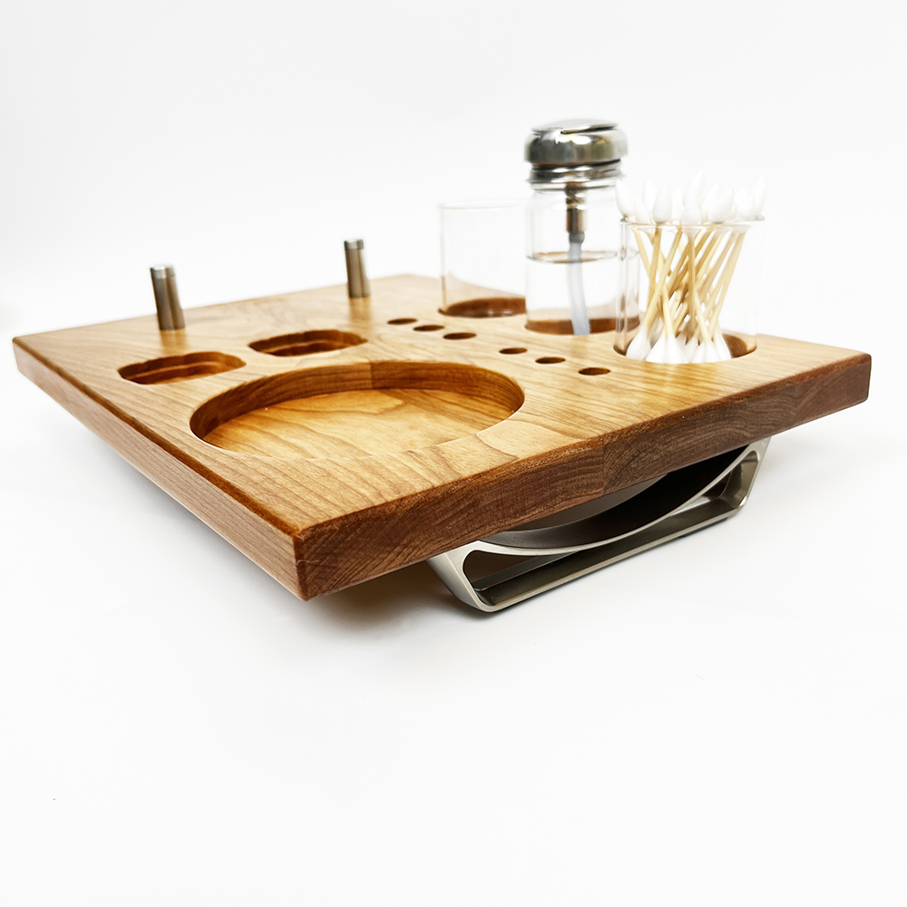 Zenco Sipping Vaporizer Basic All Wood Tray for Organizing Your Dab Session with ISO Dispenser and Swab Jar