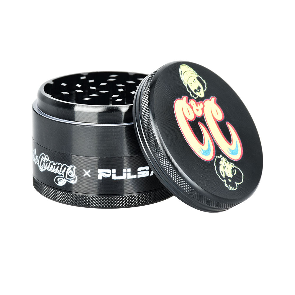 Cheech & Chong's x Pulsar Metal Grinder - Black / 4pc / 2.5" 6pcs