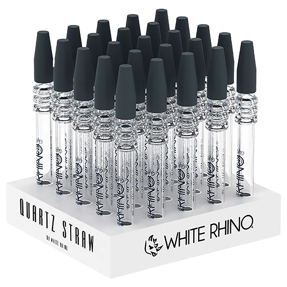 White Rhino Quartz Dab Straw V2 w/ Silicone Cap - 5" 25ct