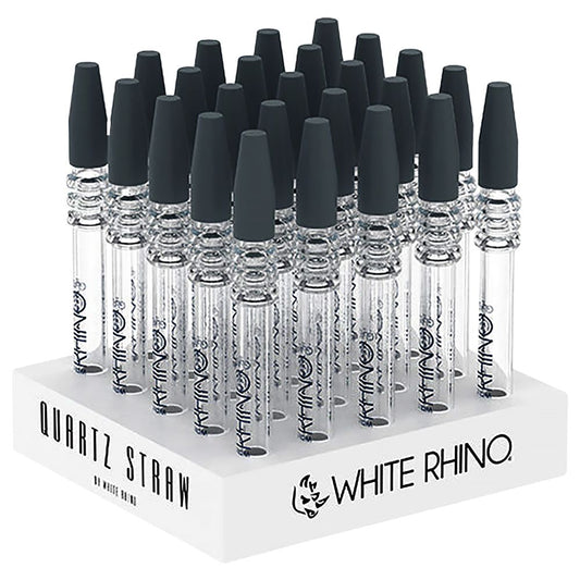 White Rhino Quartz Dab Straw V2 w/ Silicone Cap - 5" 25ct